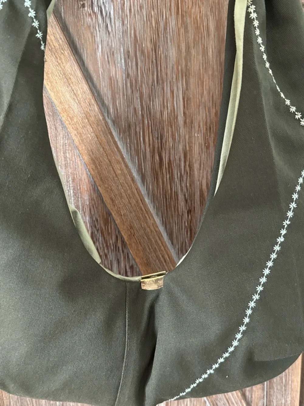 Olive Green Shoulder Hobo Bag with Brown Leather Accent